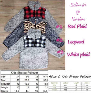 Plaid and Leopard True Grit Sherpa Pullover Adult and Kids