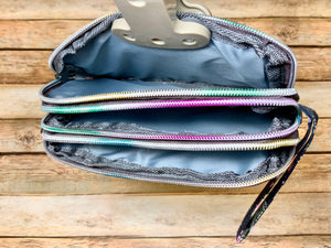 Multi Pocket Wallet/Wristlet with Rainbow Zipper