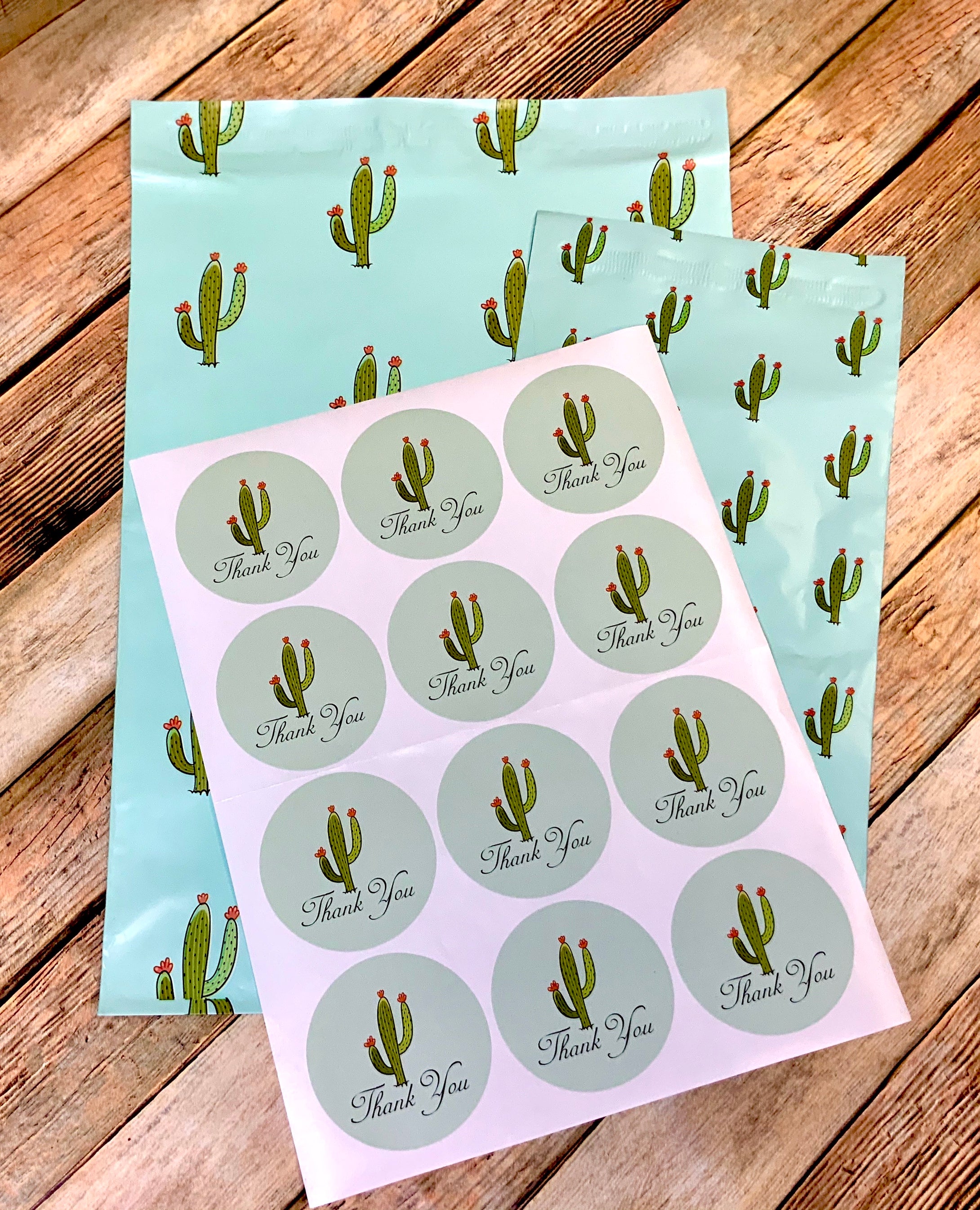 Cactus Poly Mailer and Sticker Collection