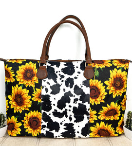 Sunflower and Black Cow Weekender with Shoulder Stap