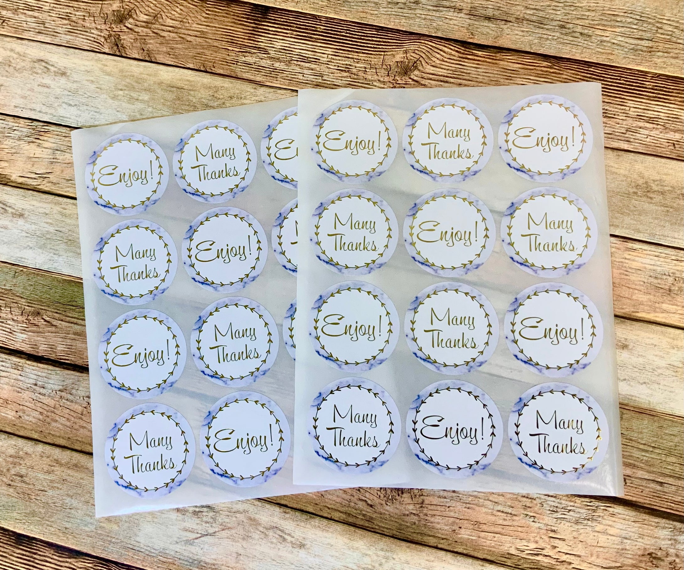 Marble Design Thank You Sticker Sheets (must ship with other Items)