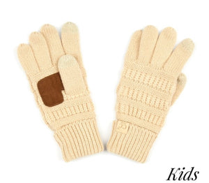 Kids Solid Cable Knit Unisex CC Gloves
