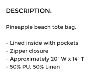 Pineapple Faux Leather Beach Collection