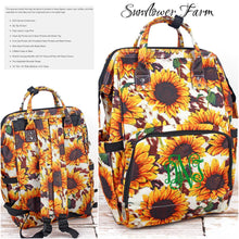 Sunflower Farm Diaper Bag Back Pack (sunflower and brown cow print) (High Quality Canvas NGIL Brand)