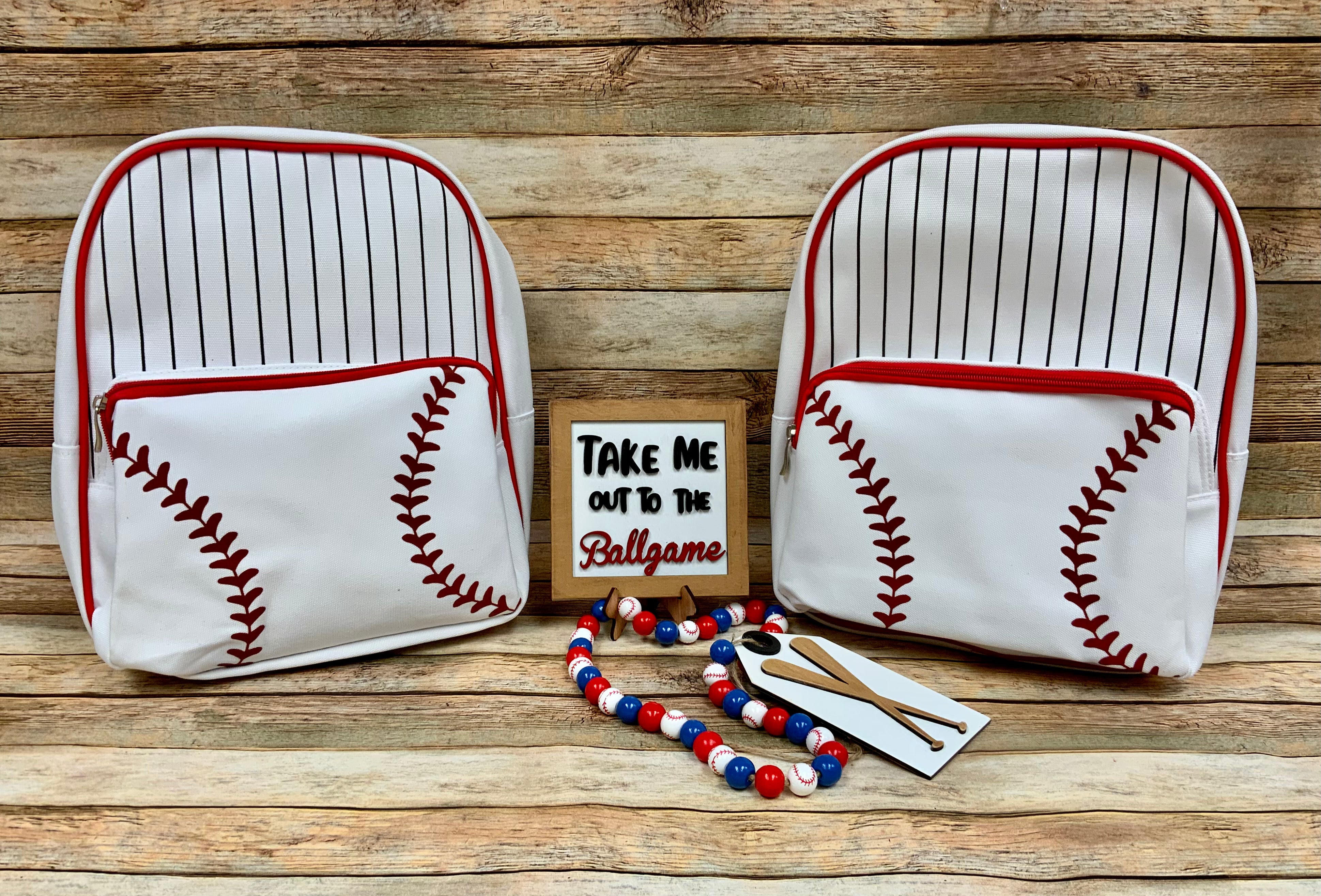 White Canvas Baseball Backpack – Saltwater and Sunshine Boutique display picture 1