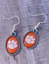 Officially Licensed Silver Tone Oval with Clemson Paw Earring and Bracelet Collection