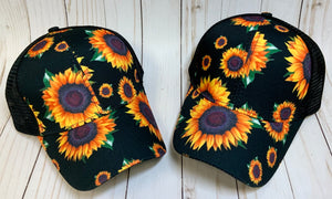 Sunflower Ponytail Caps