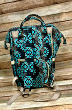 Western Star Aztec Turquoise Leopard and Black Diaper Bag Backpack