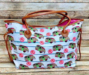 Camper and Roses High Quality Canvas Tote 23x13x8