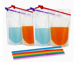 Drink Pouches with Straws (resealable) (Clear and Blank)set of 10 pcs