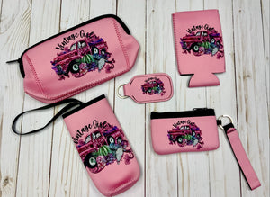 Vintage Girl with Truck and Succulents Pink Neoprene Collection