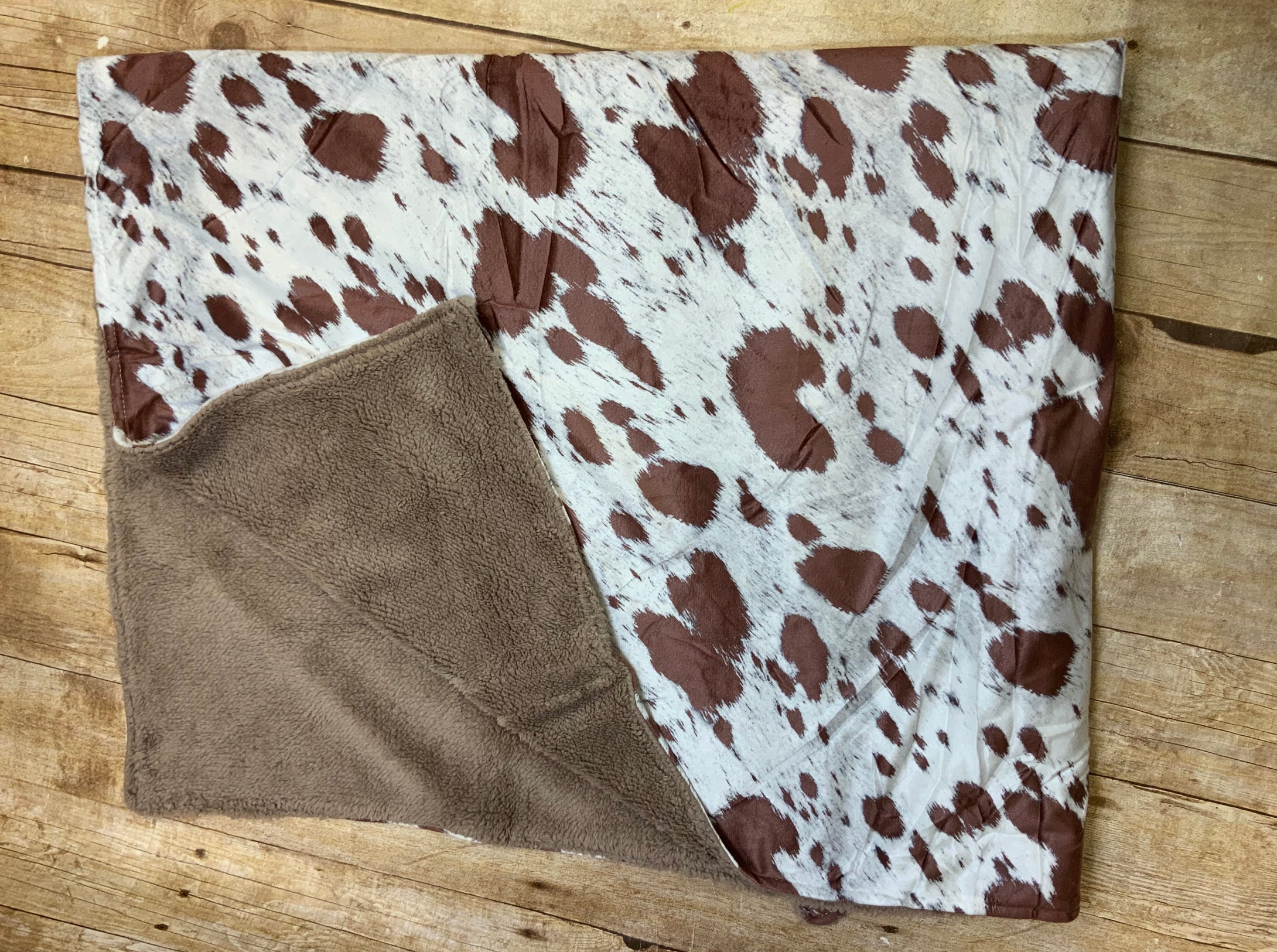Black and Brown Cow Sherpa Blankets