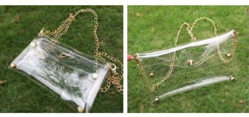 Stadium Purse with gold chain and rivets