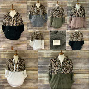 Leopard Soft Sherpa Hooded Pullover