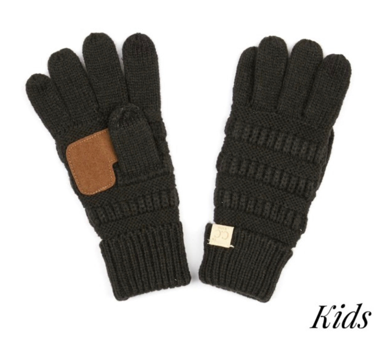 Kids Solid Cable Knit Unisex CC Gloves