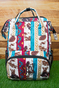 Aztec Ridge Brown Cow Diaper Bag Back Pack High Quality Canvas