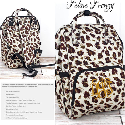 Leopard Frenzy Diaper Bag Back Pack (High Quality Canvas NGIL Brand)