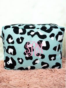 Tiffany Blue Leopard Accessory/ Cosmetic Bag