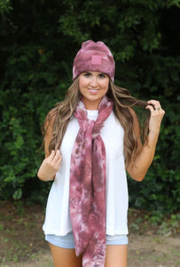 Tie Dye Beanie, Scarf and Head Wrap with Rubber Patch Collection (all pcs sold separately)