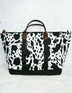 Black and White Holstein Cow Large Weekender Bag with Shoulder Strap