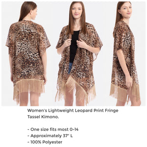Leopard Print Fringe Tassel Kimono