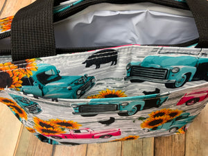 Southern Sunflower and Vintage Trucks Cooler Tote/ Lunch Tote