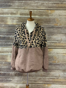 Leopard Soft Sherpa Hooded Pullover