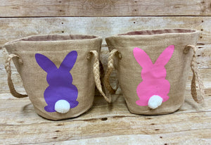 Burlap Bunny Easter Basket with lining must ship with other items