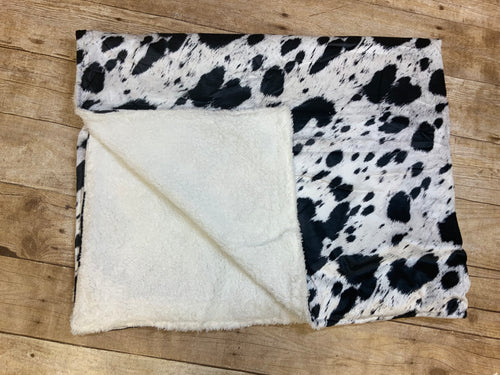 Black and Brown Cow Sherpa Blankets